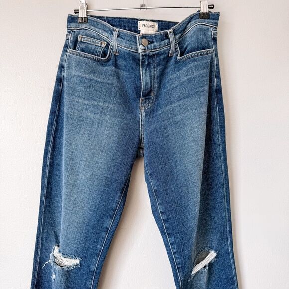 L'Agence Mid Rise Slim Distressed Jeans Size 27 - Picture 2 of 7